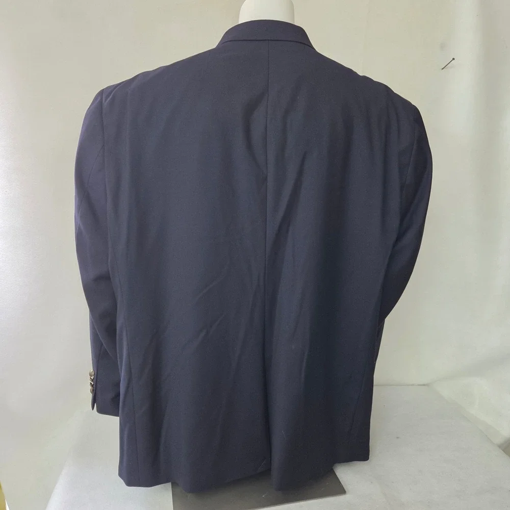 GS Perfect Fit Blazer Men 58L Navy Blue Two Button Gold Crest Buttons Sport Coat